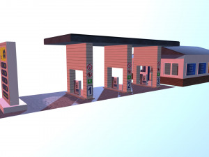 automatic filling station with a store 3D Model