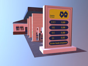 automatic filling station with a store 3D Model