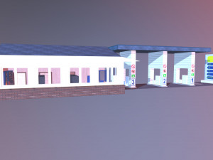 automatic filling station with a store 3D Model