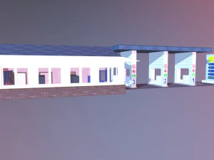 automatic filling station with a store 3D Model