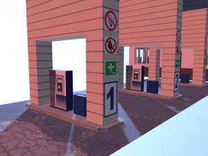 automatic filling station with a store 3D Model