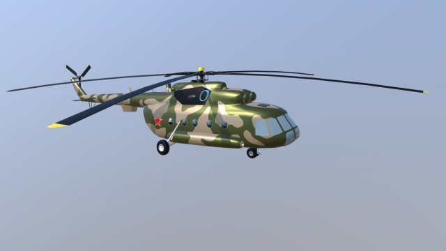Mi-8 helicopter 3D 模型 .c4d .max .obj .3ds .fbx .stl .blend 