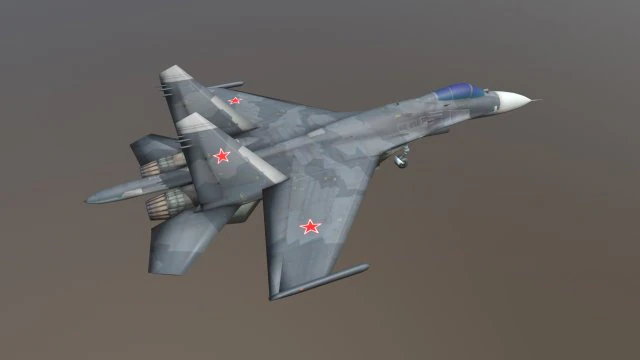 aircraft su-27 blue 3D Model .c4d .max .obj .3ds .fbx .stl .blend