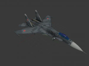 aircraft su-27 blue 3D Model