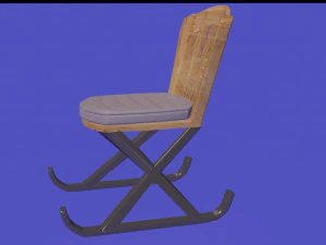 cadeira moderna de madeira com pernas x Modelo 3D