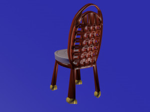 checker backside wooden and fabric chair 3D Model