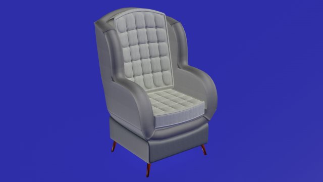 dark grey and white cotton armchair 3D Модель .c4d .max .obj .3ds .fbx .stl .blend