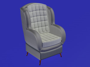 dark grey and white cotton armchair 3D 모델