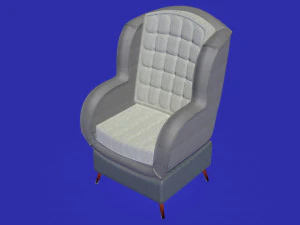 poltrona de algod&atilde;o cinza escuro e branco Modelo 3D