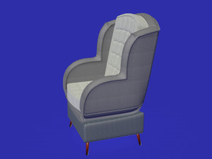 dark grey and white cotton armchair 3D Модель