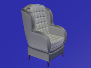 dark grey and white cotton armchair 3D Модель