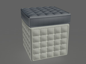dark grey and white little pouf 3D Модель