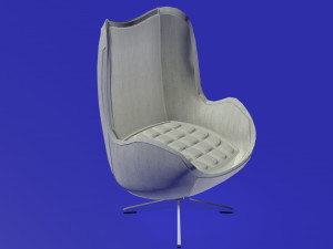 egg chair white fabric 3D Model