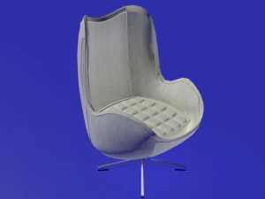 egg chair white fabric 3D Model