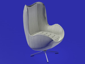 egg chair white fabric 3D Model