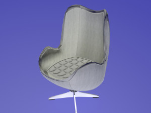 egg chair white fabric 3D Model