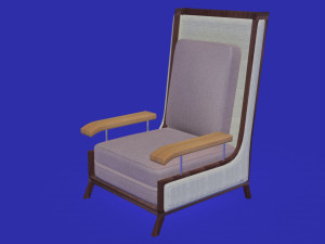 elegant wooden and fabric armchair 3D मॉडल