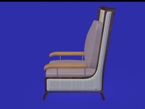elegant wooden and fabric armchair 3D मॉडल