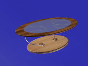 vidro el&iacute;ptico e mesa moderna de madeira Modelo 3D