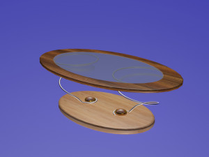 elliptic glass and wooden modern table 3D Model