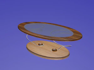 tavolo moderno ellittico in vetro e legno Modello 3D
