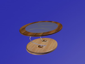 elliptic glass and wooden modern table 3D Model