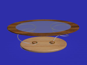 elliptic glass and wooden modern table 3D Model