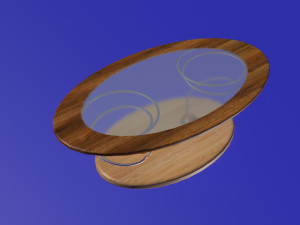 elliptic glass and wooden modern table 3D Model
