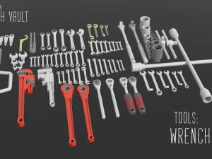 kitbash vault tools wrenches 3D Model