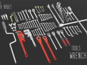 kitbash vault tools wrenches 3D Model