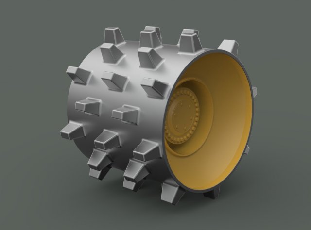Part tractor wheel vehicle compactor 3D Model .c4d .max .obj .3ds .fbx .stl .blend 