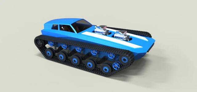 Muscle car on tracks 3D Model .c4d .max .obj .3ds .fbx .stl .blend