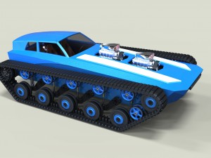Muscle car on tracks Modelo 3D