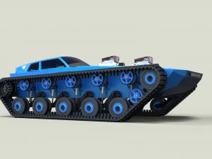 Muscle car on tracks 3D Model