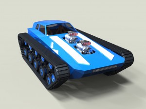 Muscle car on tracks Modelo 3D