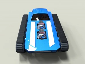 Muscle car on tracks 3D Model