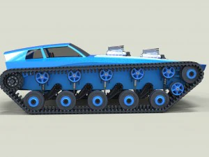 Muscle car on tracks 3D Model