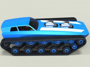 Muscle car on tracks Modelo 3D