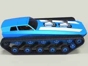 Muscle car on tracks 3D Model