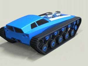Muscle car on tracks 3D Model