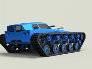 Muscle car on tracks 3D Model