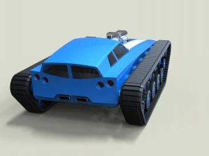 Muscle car on tracks 3D Model