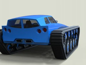 Muscle car on tracks 3D Model