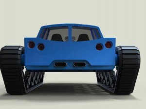 Muscle car on tracks 3D Model