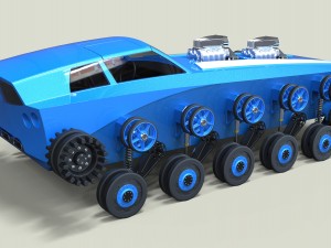 Muscle car on tracks Modelo 3D