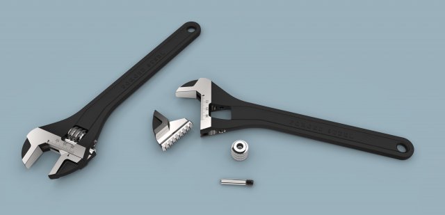 Adjustable wrench 3D Model .c4d .max .obj .3ds .fbx .stl .blend 