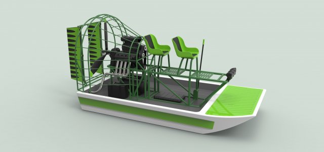 Airboat Model 3D .c4d .max .obj .3ds .fbx .stl .blend 