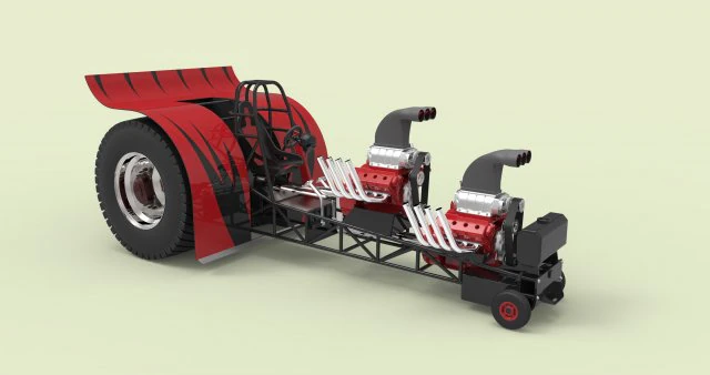 Twin-engined pulling tractor 3D Model .c4d .max .obj .3ds .fbx .stl .blend 