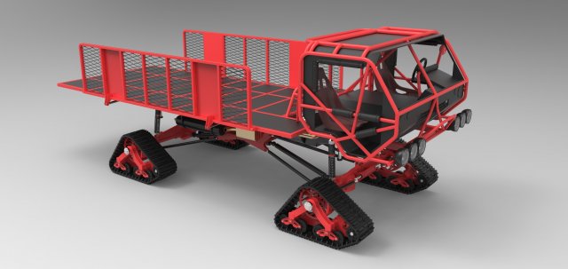 Truck with tracks Modello 3D .c4d .max .obj .3ds .fbx .stl .blend 