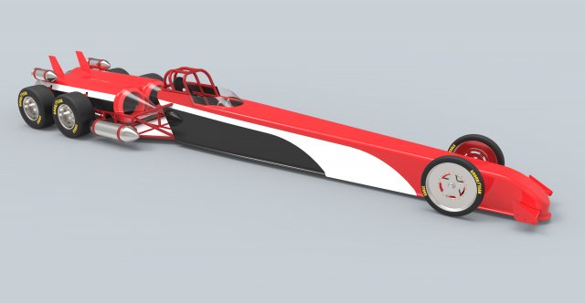 Twin-engined jet dragster 3D 모델 .c4d .max .obj .3ds .fbx .stl .blend 